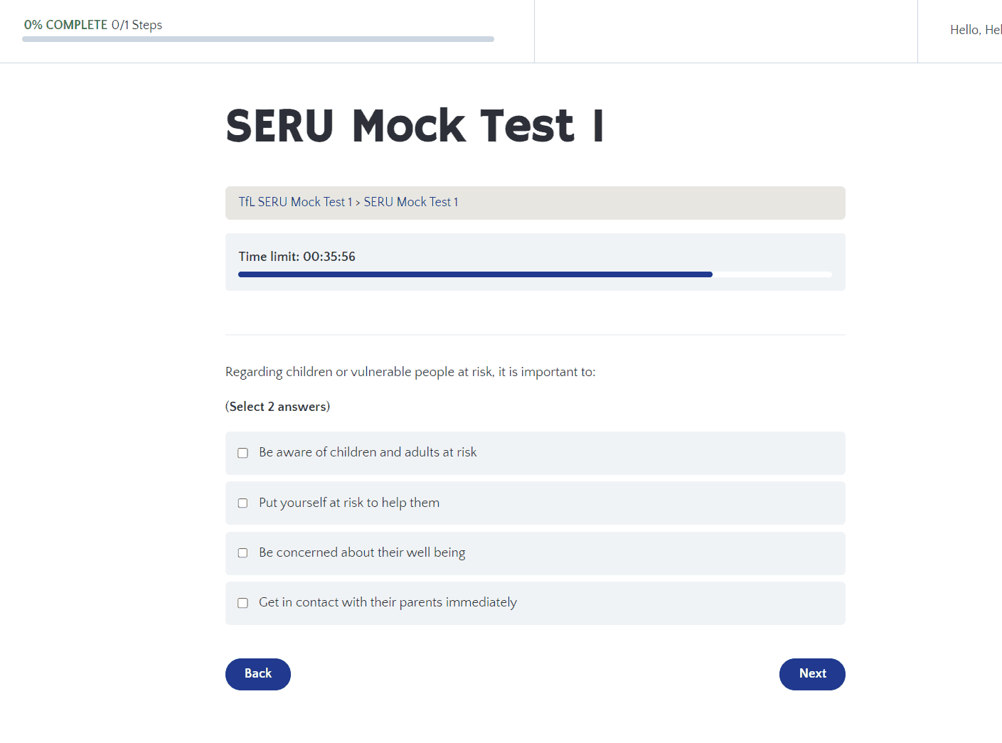 Practice TfL PCO SERU Mock Test