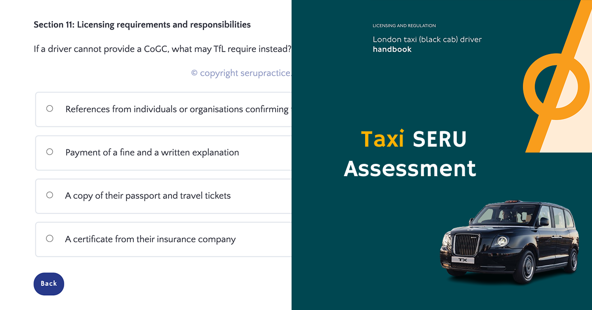 Taxi (Black Cab) SERU Assessment 2026 – Full Guide